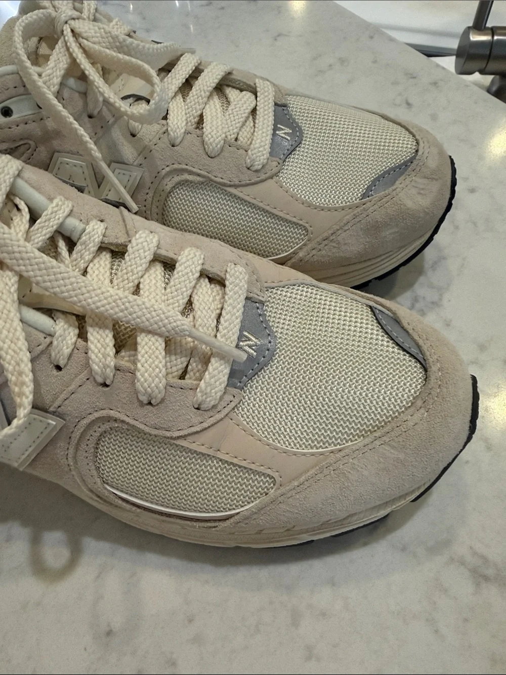 New Balance Cream/Beige 2002R Athletic Sneakers, Womens 10